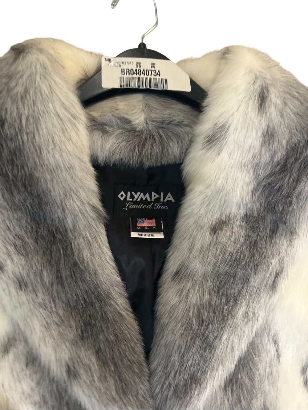 Rare Vintage Olympia Faux Fur Coat Womens M Snow Leopard Print Maxi Long Glam - Picture 14 of 16